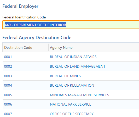No employer listed for federal employee